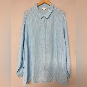 J. Jill Light Blue Striped Button Down Shirt